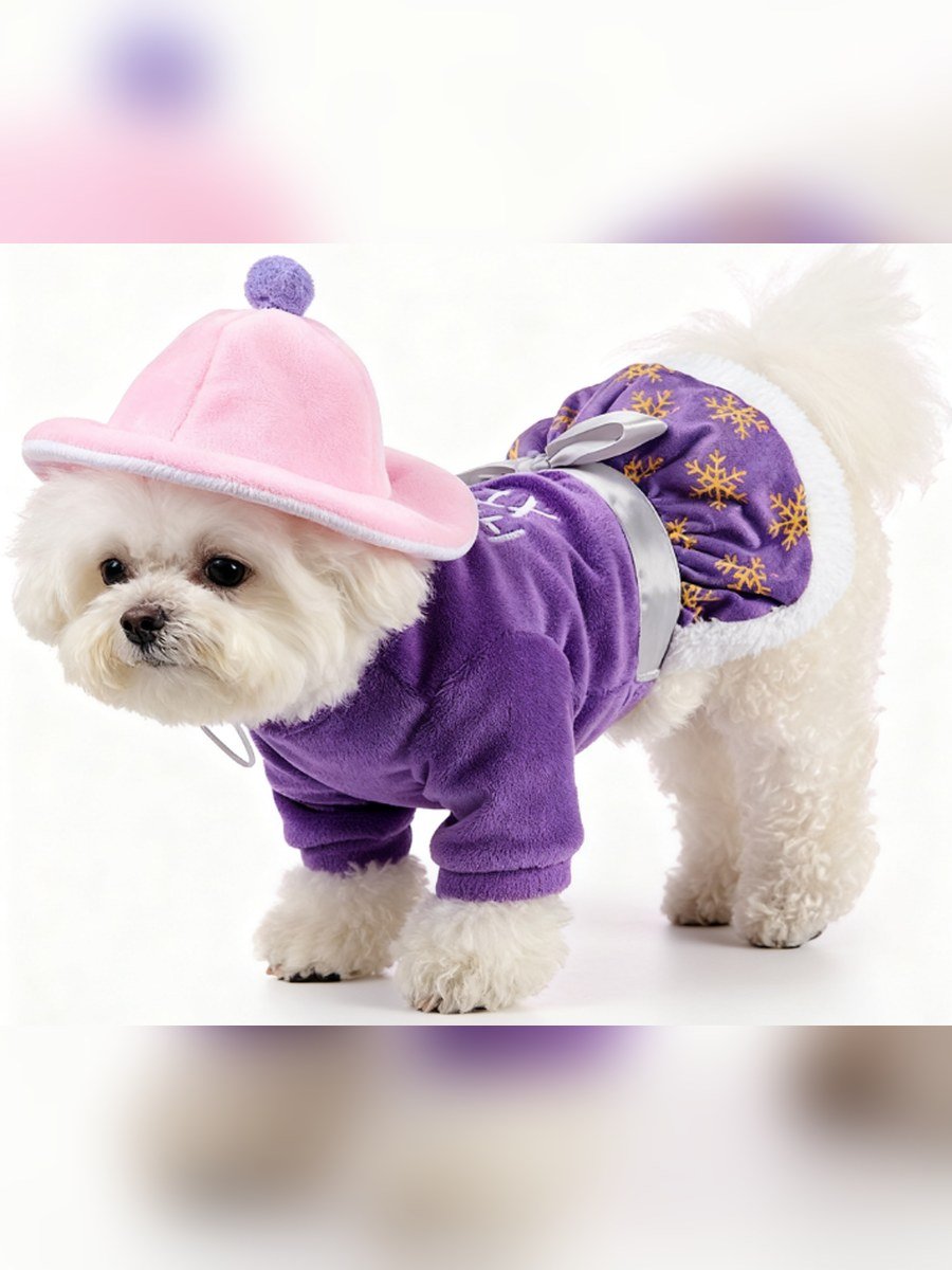Purple Velvet Snowflake Princess Dress Set (Hat + Skirt)
